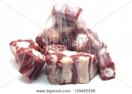 adult bovine tail pieces and cleaned ready for cooking
