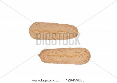 Traditional Savoiardi Champagne cookies on white background