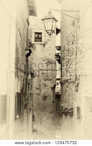 the Sermoneta alley, town in Lazio, Italy