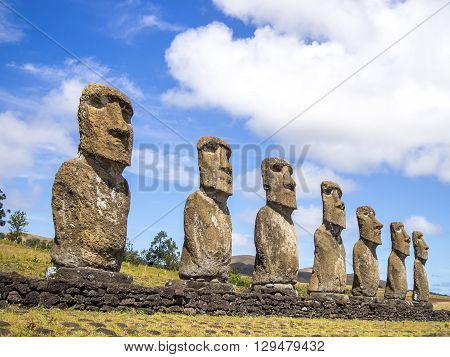 The side view of the 7 boys of Ahu Akivi