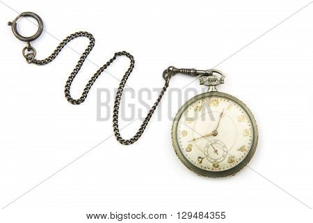 portrait of a antique silver pocket watch