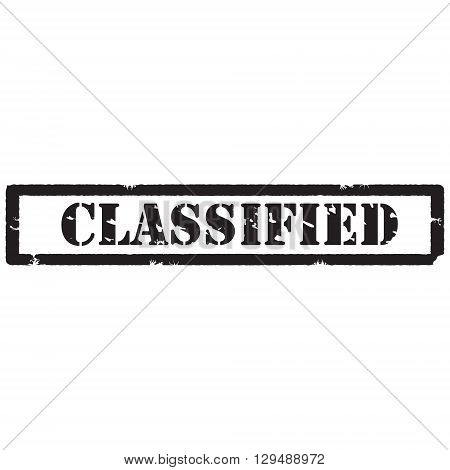 Vector illustration black grunge rubber stamp with text classified isolated on white background