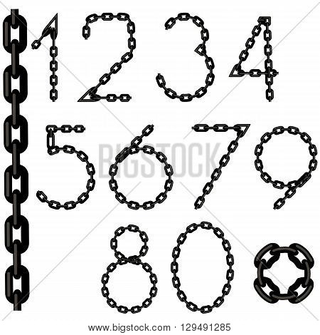 Chain Number Collection Isolated on White Background.