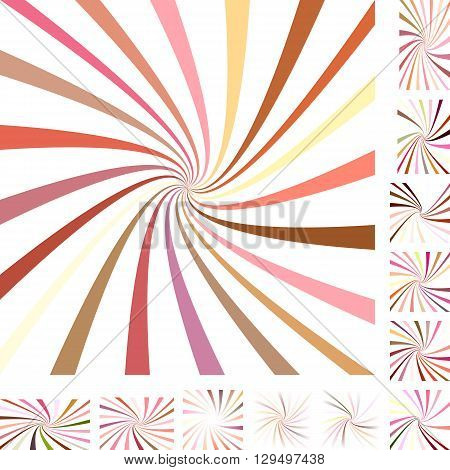 Colorful vector spiral design background set. Different color, gradient, screen, paper size versions.