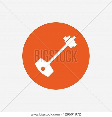 Key sign icon. Unlock tool symbol. Orange circle button with icon. Vector