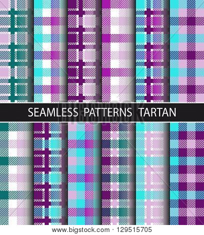 Checkered pattern in large and small checks. Set seamless pattern tartan. Image is suitable for the design of packaging home textile flannel shirts umbrellas etc. Trendy hipster style background