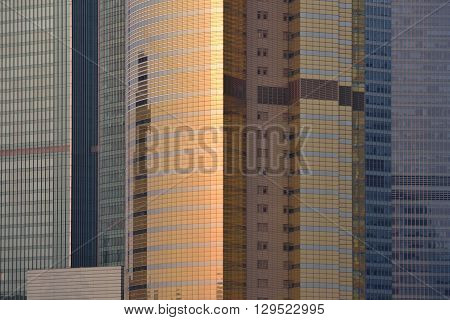 Pudong district skyscrapers in Shanghai China. Pudong is a district of Shanghai located east of the Huangpu River.