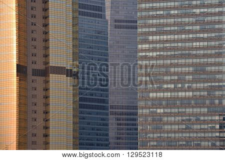 Pudong district skyscrapers in Shanghai China. Pudong is a district of Shanghai located east of the Huangpu River.