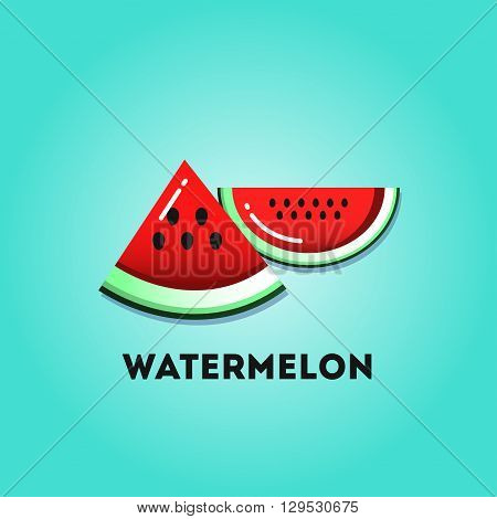 Two pieces of watermelon on a gradient background.