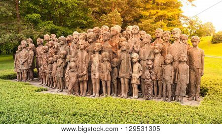 LIDICE, CZECH REPUBLIC - CIRCA JUNE 2013: The Childrens War Victims Monument in the place where was destroyed village of Lidice, circa in June 2013.