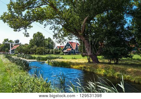 Holland Waterland district Marken typical country houses near the village.