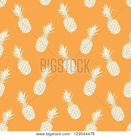 Vector seamless pattern with had drawn pineapple. V