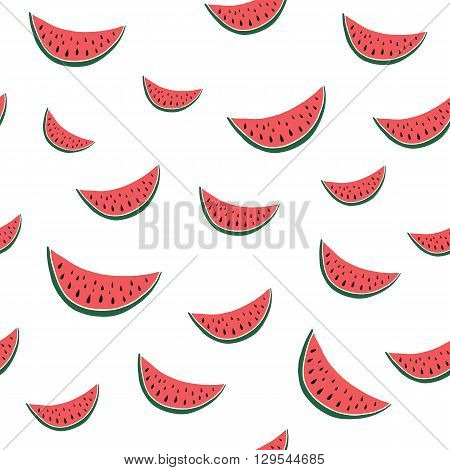 Vector seamless pattern with hand drawn watermelon. Vector background or banner