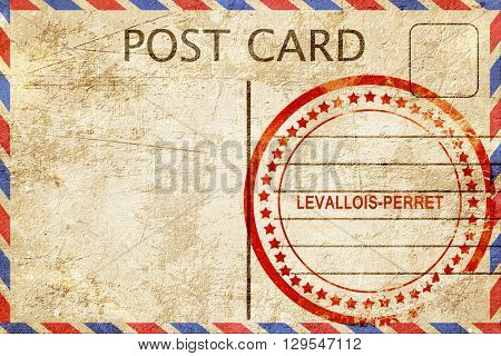 levallois-perret, vintage postcard with a rough rubber stamp
