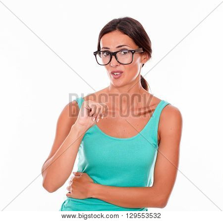Mistaken Caucasian Woman Pointing At Herself