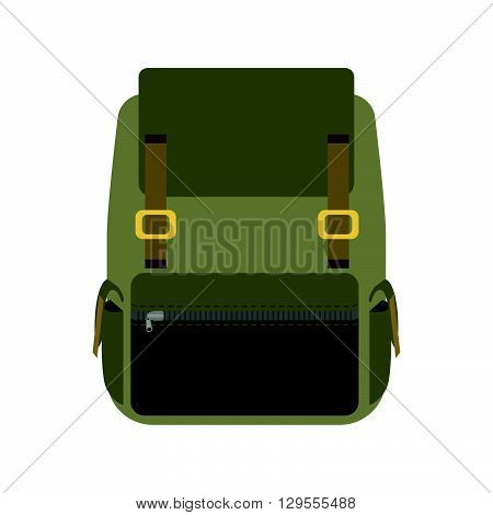 Green backpack isolated on white background. flat style trendy modern vector illustration