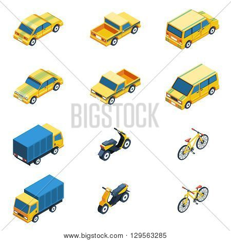 Transport Isometric Set. Transport Vector Illustration. Transport Isolated Elements.Transport Icons Set. Transport Means Collection.