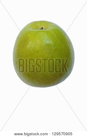 Granny Smith apple (Malus domestica Granny Smith). Hybrid between Malus domestica and Malus sylvestris. Image of single apple isolated on white background