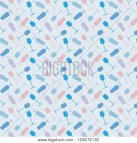 Seamless background of glass goblets for wine and champagne