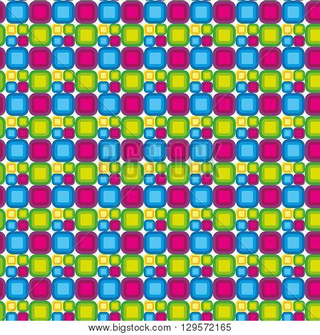 Seamless background. Colored squares with rounded corners in two sizes