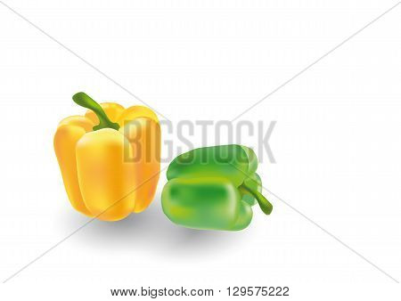 pepper yellow and green isolated on white background
