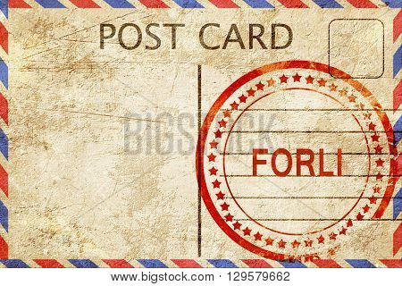 Forli, vintage postcard with a rough rubber stamp