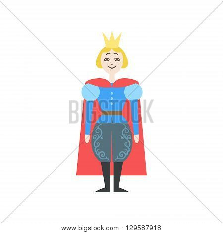 Fairytale Prince Flat Isolated Childish Style Simple Vector Drawing In Bright Colors On White Background