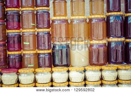 Home-made pine tree cones jam specialty of Borjomi Georgia. Borjomi is a resort town known for its mineral waters the pine tree jam produced there is claimed to be good for improving immunity.