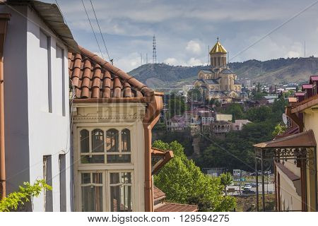 Tbilisi, Georgia - May 07, 2016: View Of The Holy Trinity Cathedral Tsminda Sameba In Tbilisi, Georg