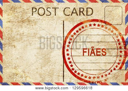 Fiaes, vintage postcard with a rough rubber stamp