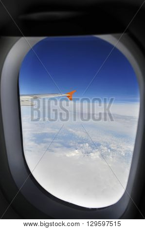 view the beautiful sky from airplane window