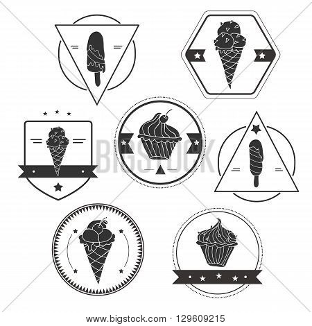 Collection of vector ice cream labels - set