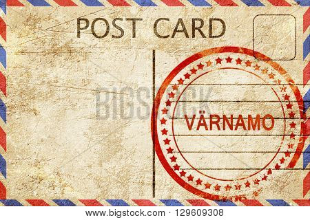 Varnamo, vintage postcard with a rough rubber stamp