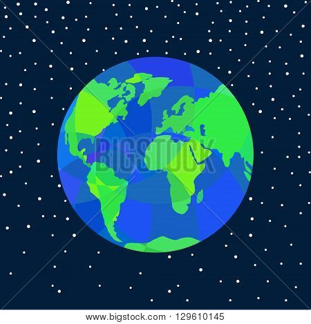 Modern polygonal Earth in space. Vector illustration.