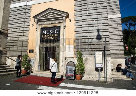 ROME, ITALY - APRIL 25:  Museo Leonardo Da Vinci at Piazza del Popolo in the center om Rome Italy, April 25, 2016.