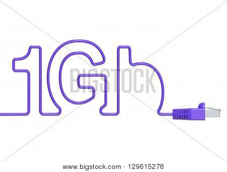 1 Gb internet concept computer network cable. 3D rendering