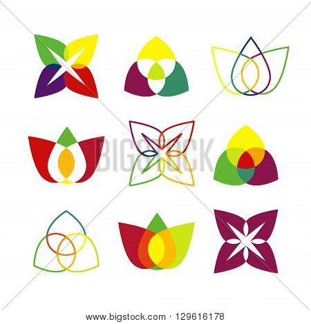Set of bright geometrical logos. Vector illustration.