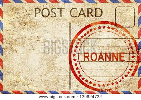 roanne, vintage postcard with a rough rubber stamp
