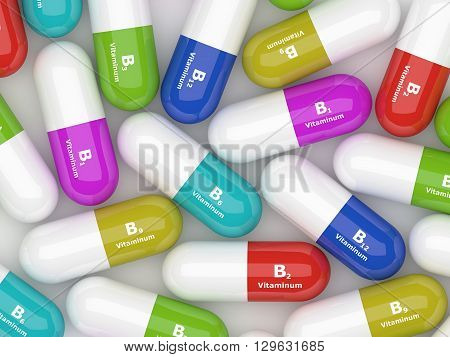 Vitamin B Pills Lying On Desk