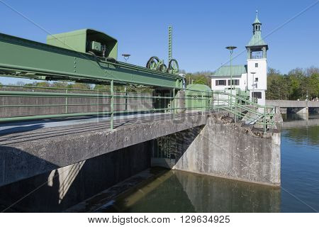 historical Dam on the lake in augsburg