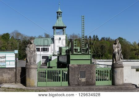 historical Dam on the lake in augsburg