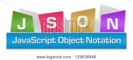 JSON text alphabets written over colorful background.