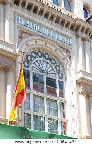 Barcelona Spain - May 13 2016: The Gran Teatre del Liceu popularly known simply as the Liceu opera house is located on the Ramblas of Barcelona.