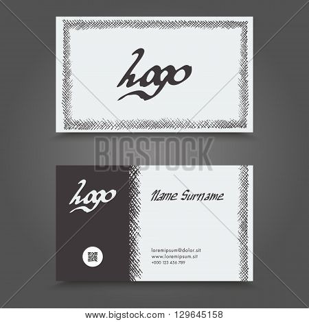 Visit Card With Hand Drawn Abstract Elements. Hand Drawn Business Card Template Design.