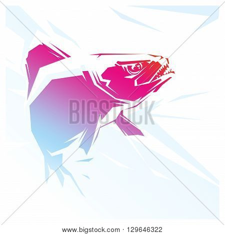 Vector illustration with a red fish Piranha