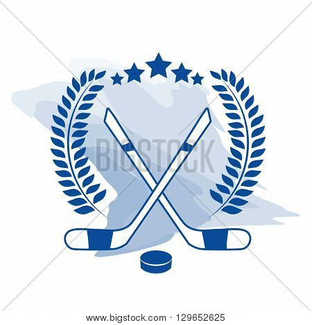 hockey blue icon badge vector illustration 2016