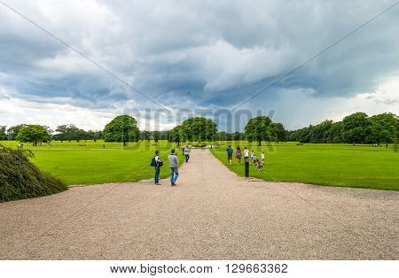Dublin Ireland - August 2 2013: Visitors in the Malahide garden