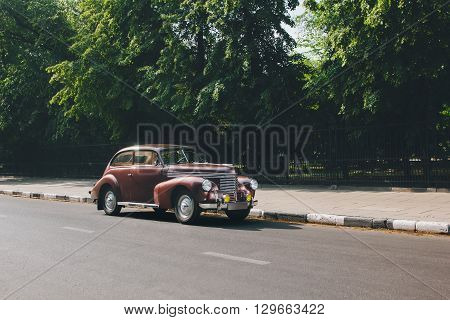 Saratov, Russia - June 21, 2015: Retro Car Opel Kapitan Standing On Road In The City