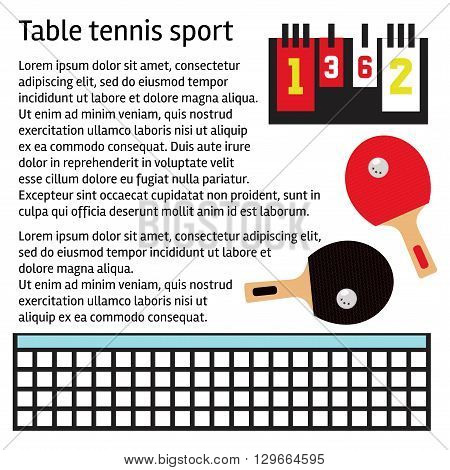 Table tennis text template with ping pong equipment illustrations.