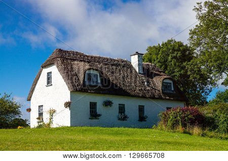 Calway Ireland - August 4 2013: Traditional country houses in the Dunguaire castle area
